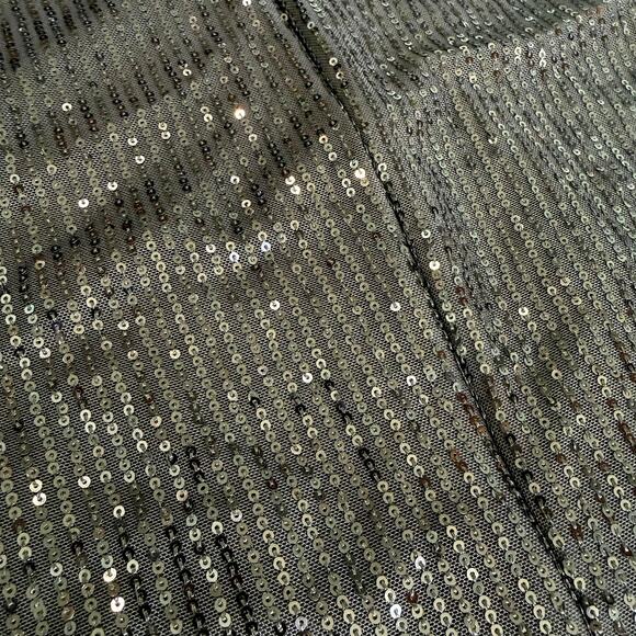 New Black Sequined Bodysuit Medium Snap Closure Club Holiday Glam Bling Sparkle - Picture 2 of 12